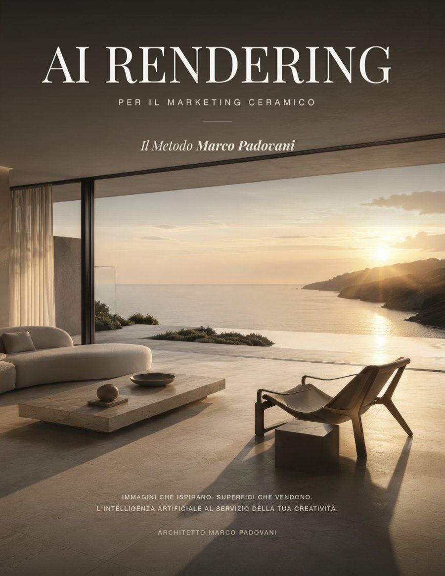 Copertina del libro AI Rendering per il marketing ceramico
